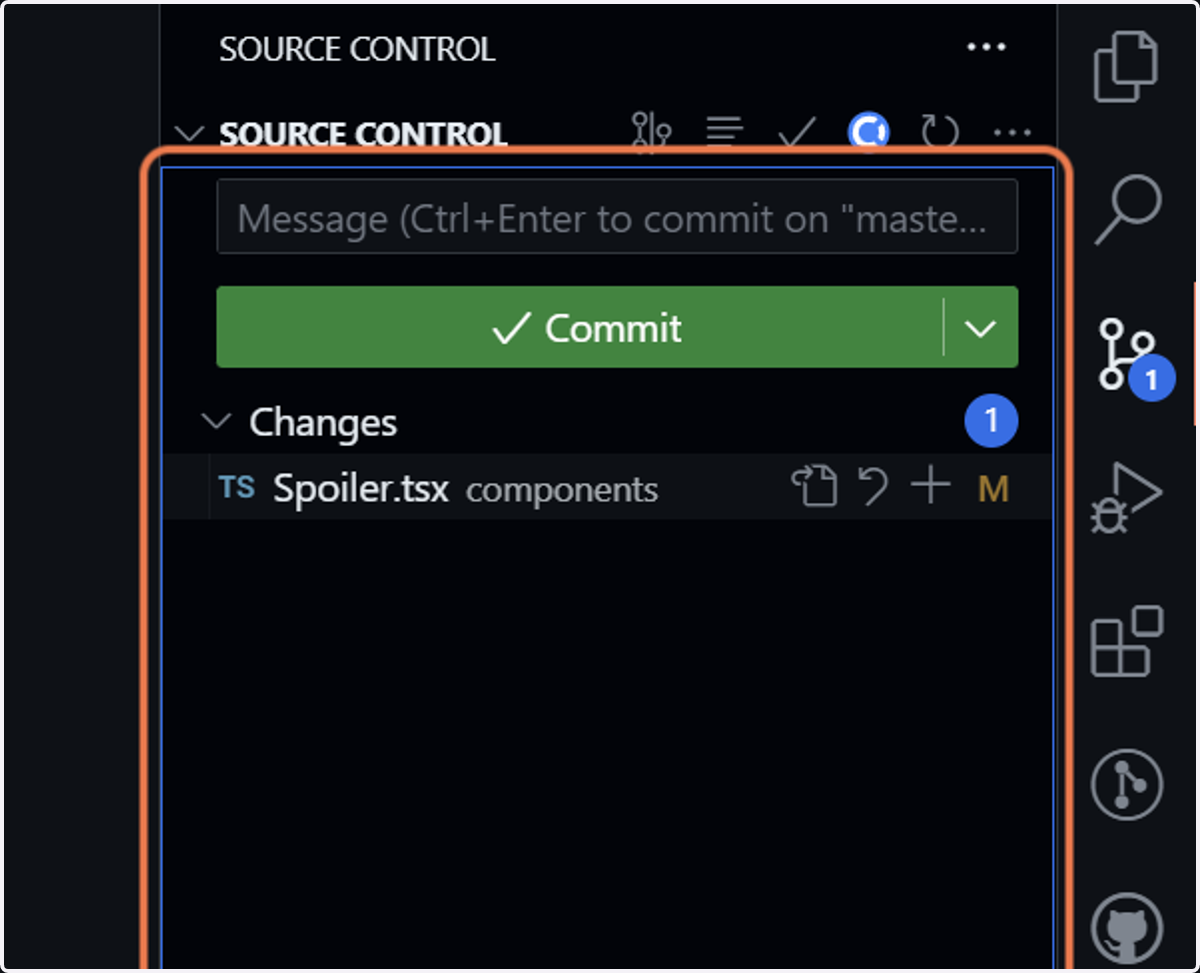 You can see the change in Source Control (Ctrl + Shift + G)
