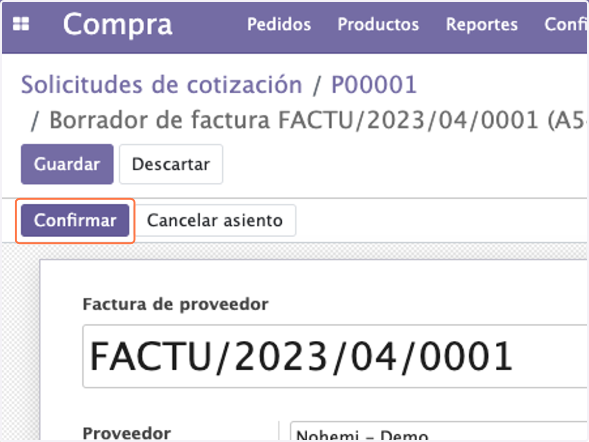 Click en Confirmar