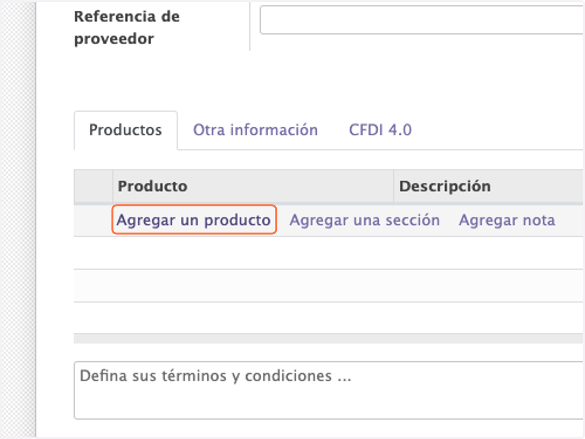 Agregue los productos que desea dando click en Agregar un producto
