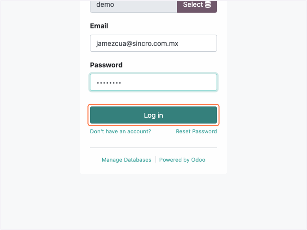 Click en Log in