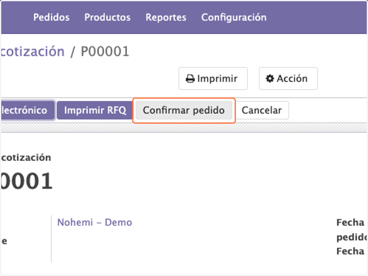 Click en Confirmar pedido