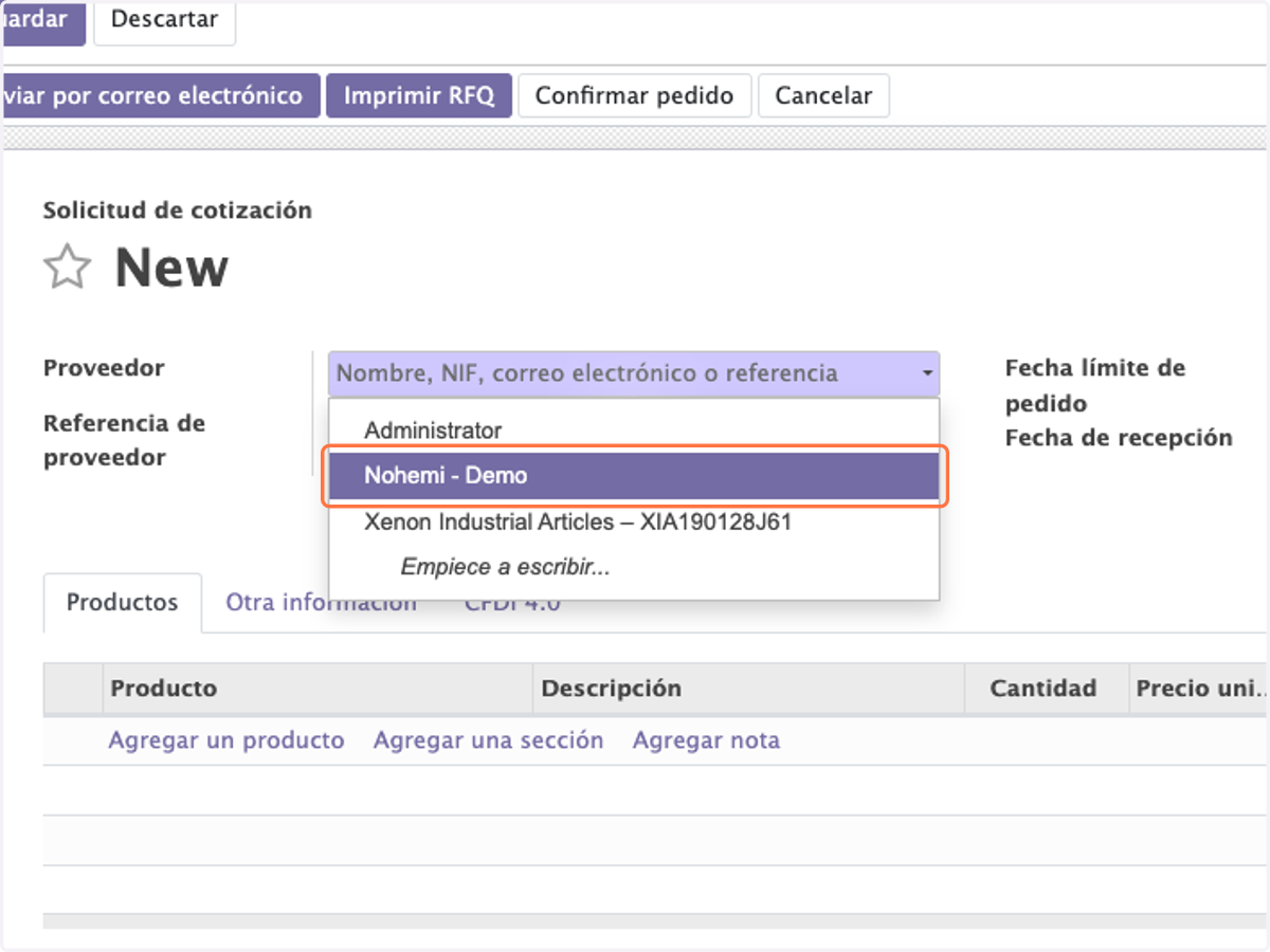 Seleccionar Proveedor
