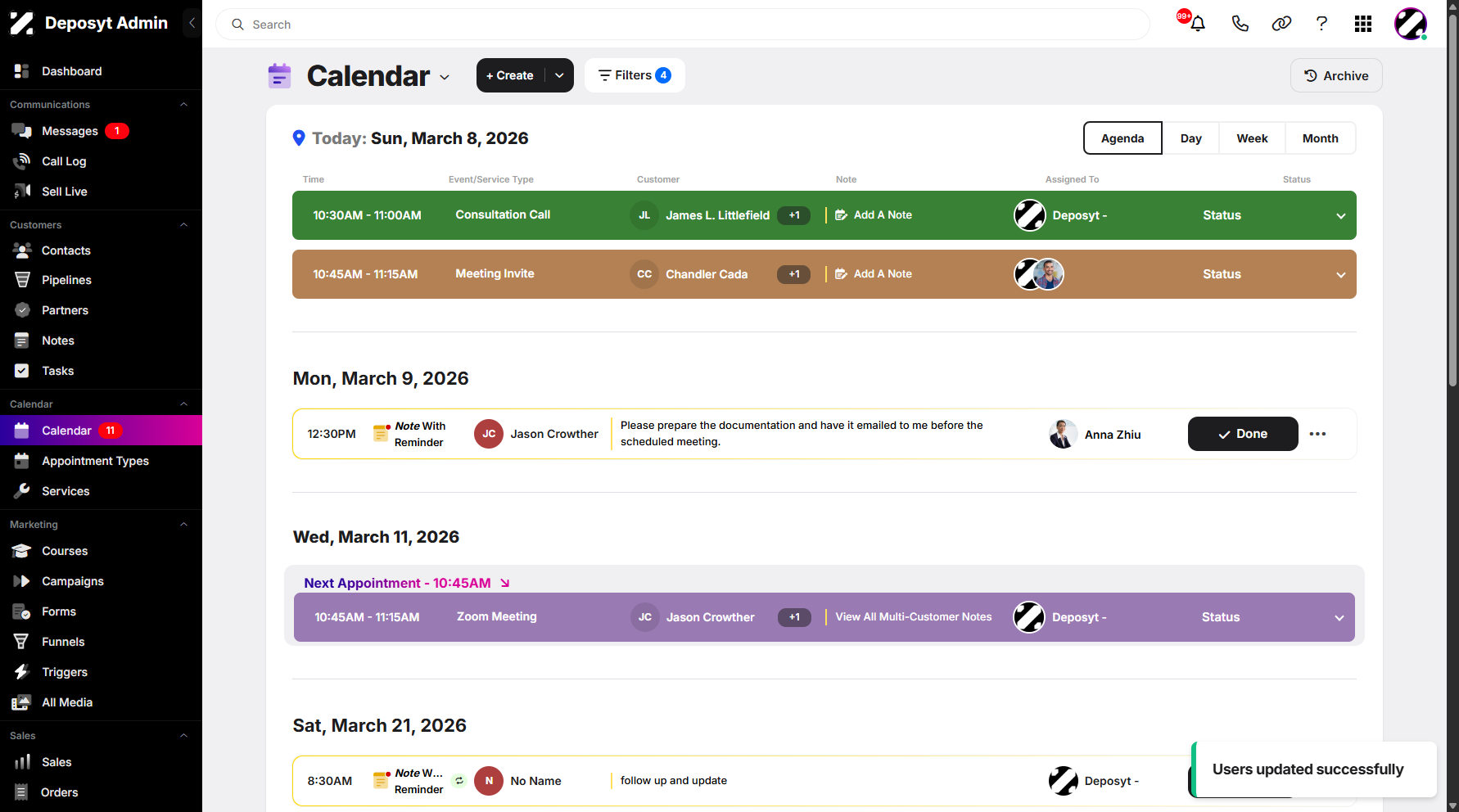 Step 10: A notification will appear confirming that you have successfully updated the user assignment.
