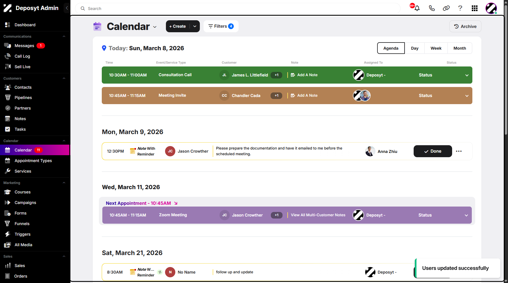 Step 10: A notification will appear confirming that you have successfully updated the user assignment.