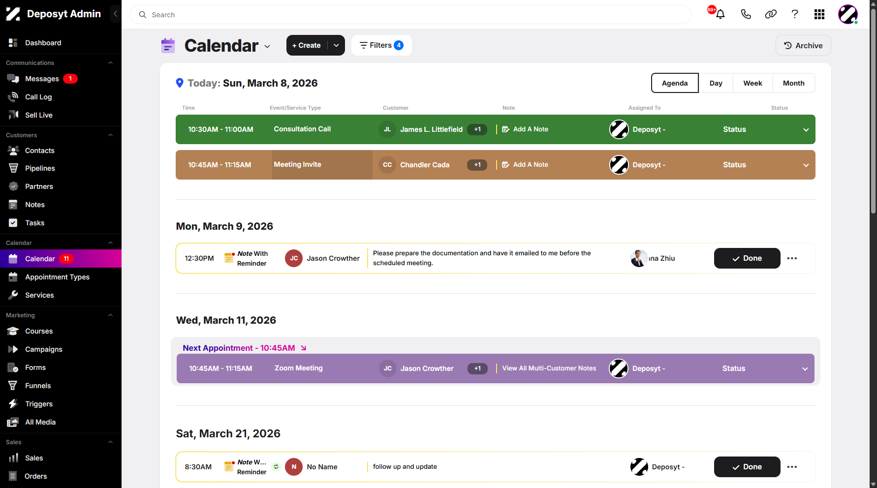 Step 3: Select an appointment, then click on Event Title or Event Time.