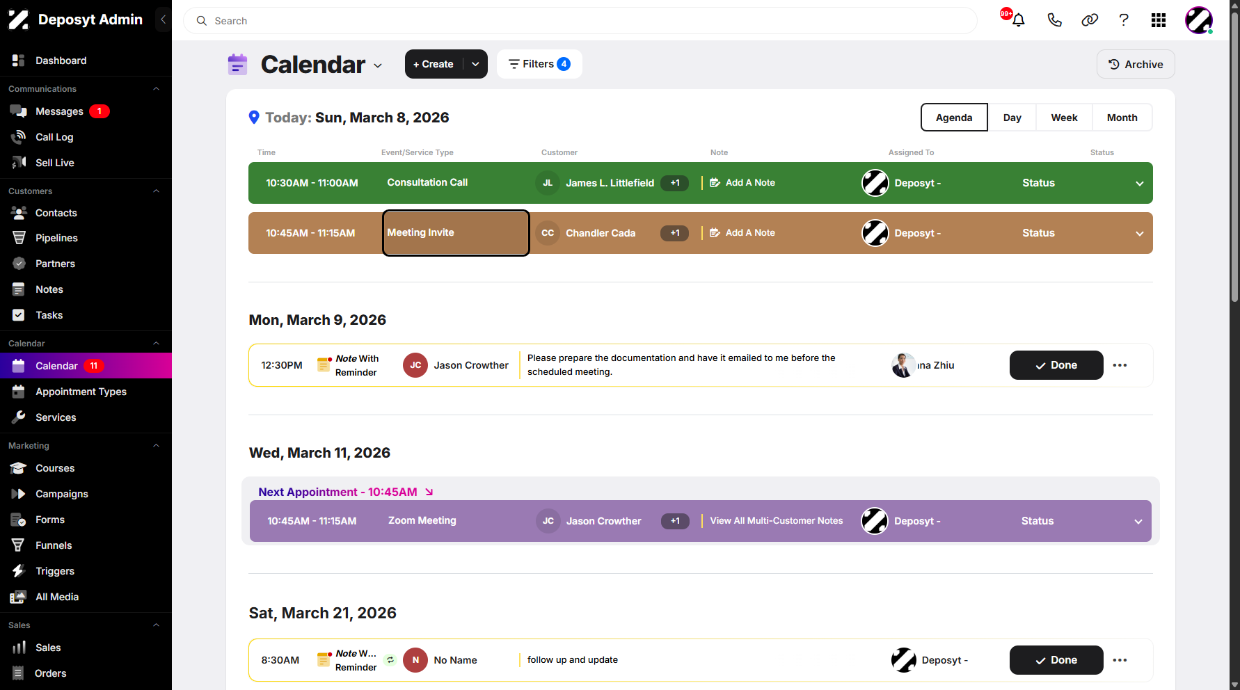 Step 3: Select an appointment, then click on Event Title or Event Time.