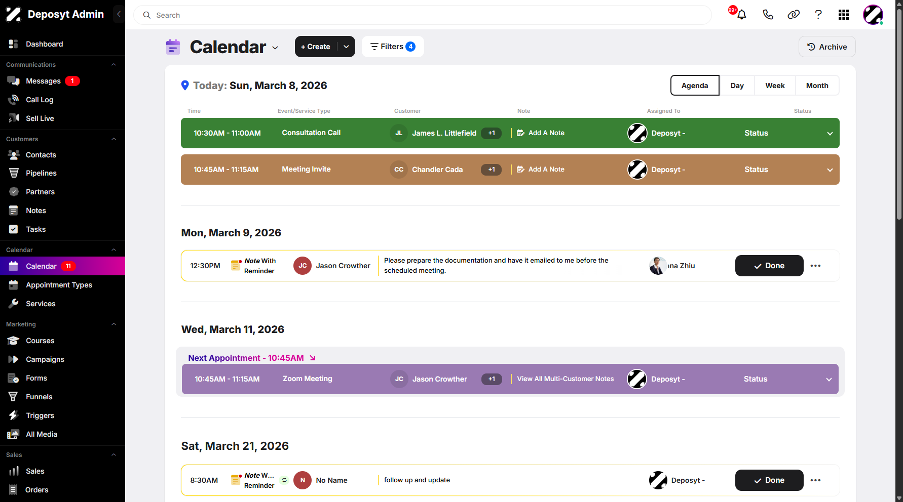 Step 2: You will then be navigated to the Calendar tab.