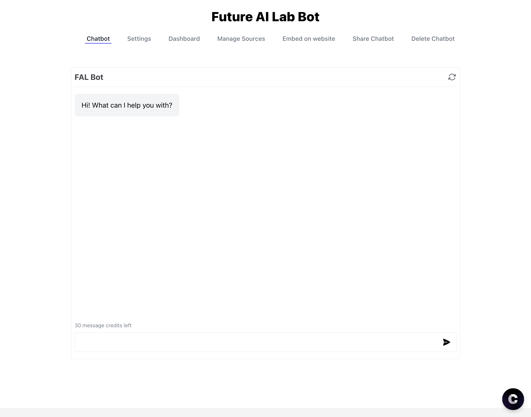 Start your chatbot conversation by clicking the chat below