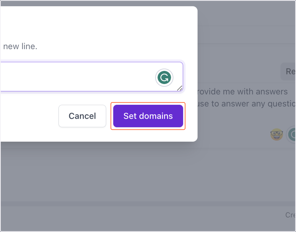 Click on Set domains to save the domain