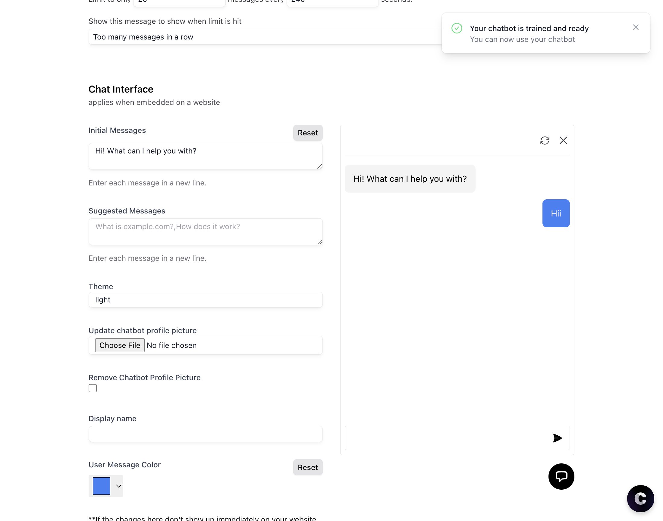 You can also have your custom Initial Message