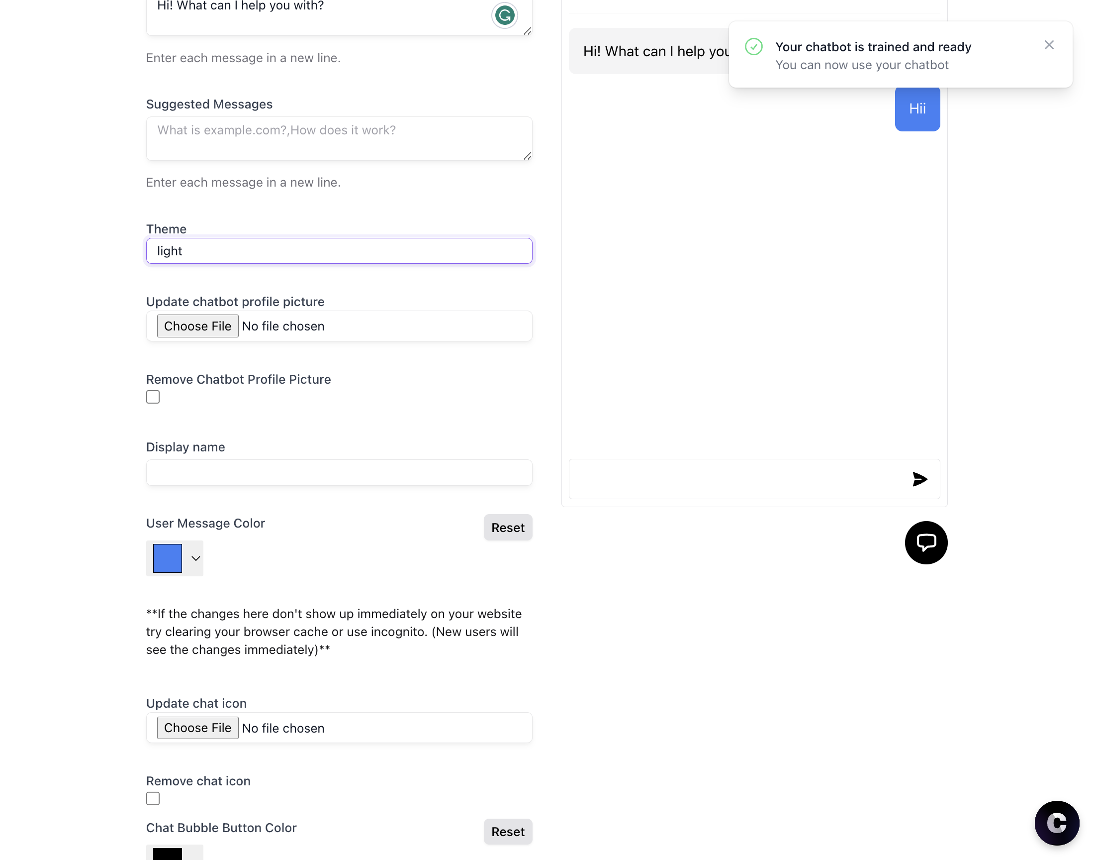 You can also add your preferred chatbot Logo/Icon