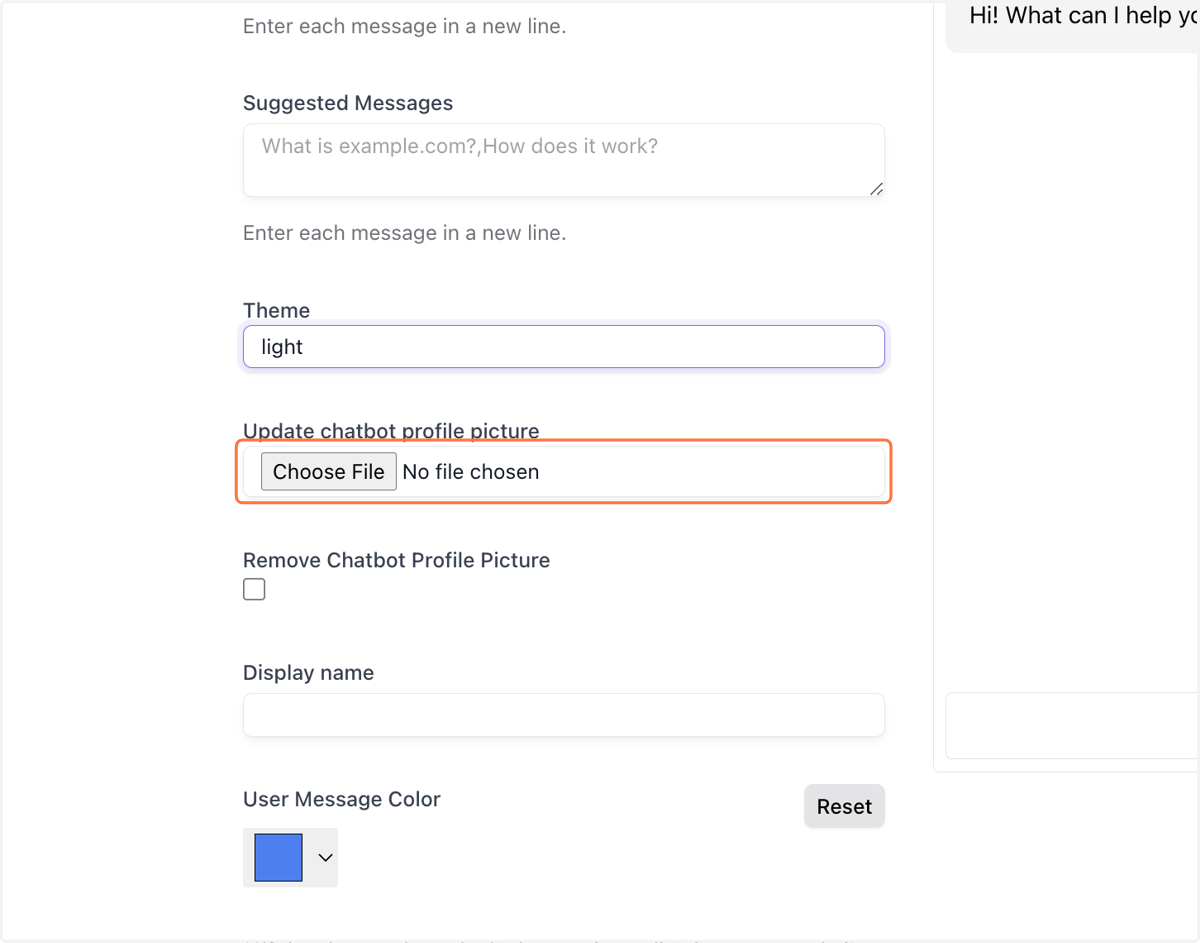 You can also add your preferred chatbot Logo/Icon