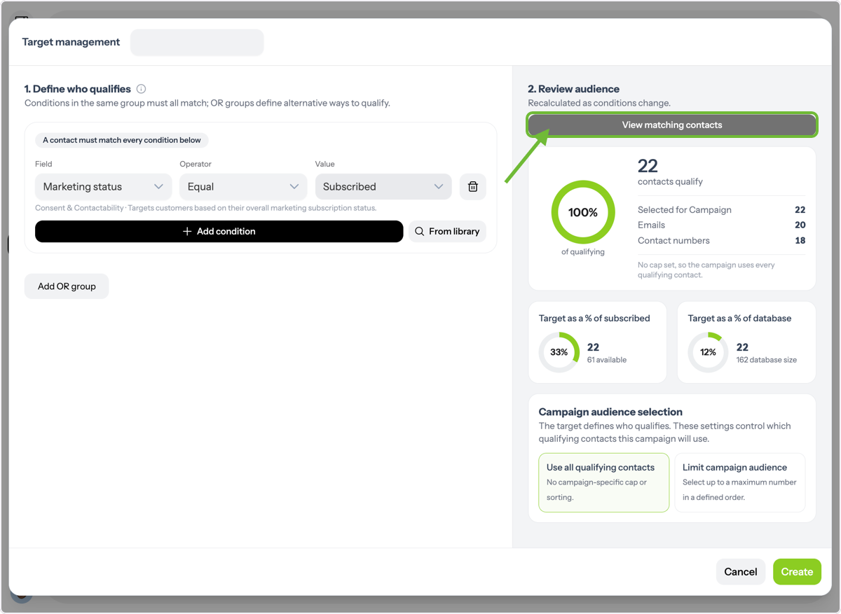 Review Matching Contacts