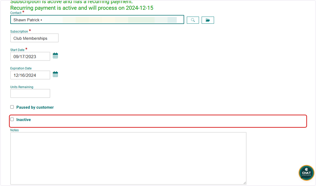 Click on Inactive