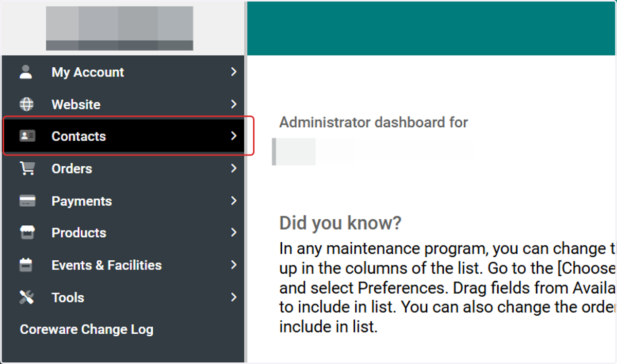 Click on Contacts