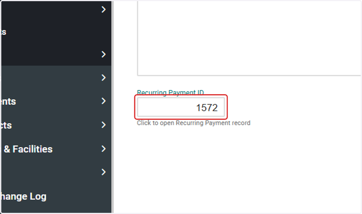 Click on Recurring Payment ID