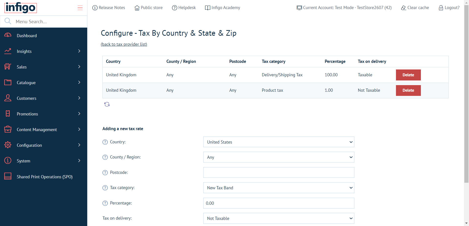 Configure tax rates