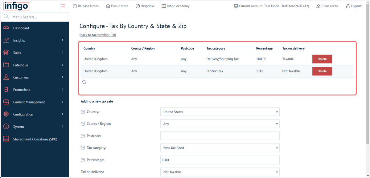 Configure tax rates