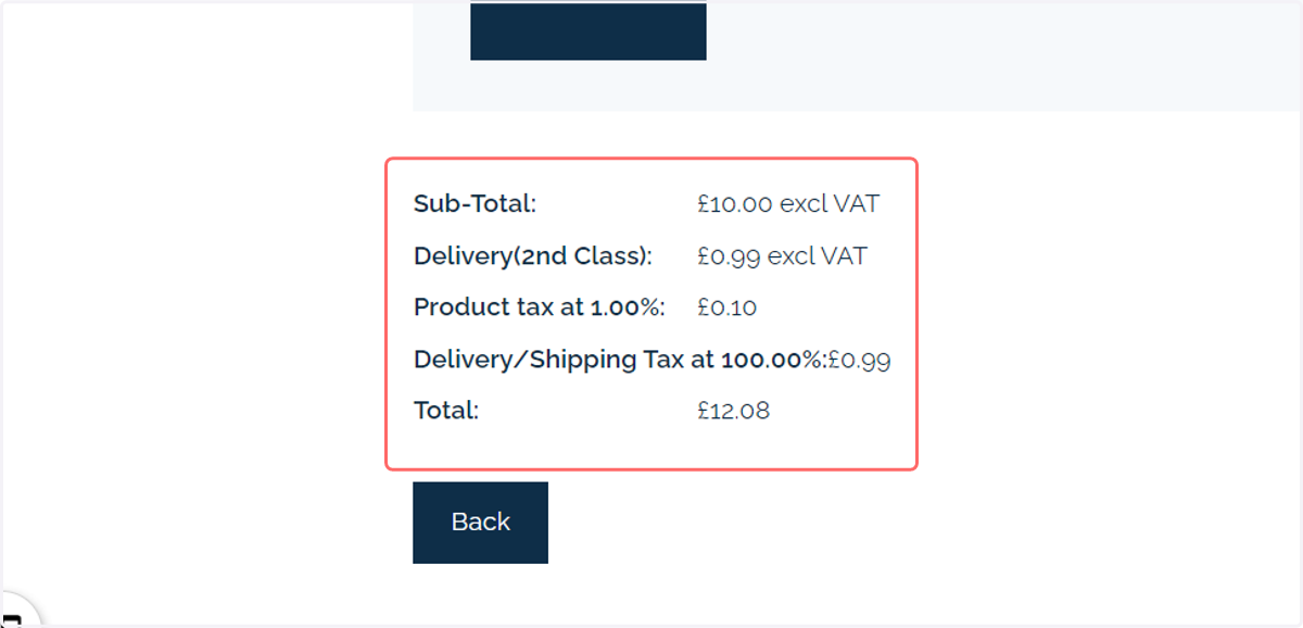 Applied tax rates during checkout