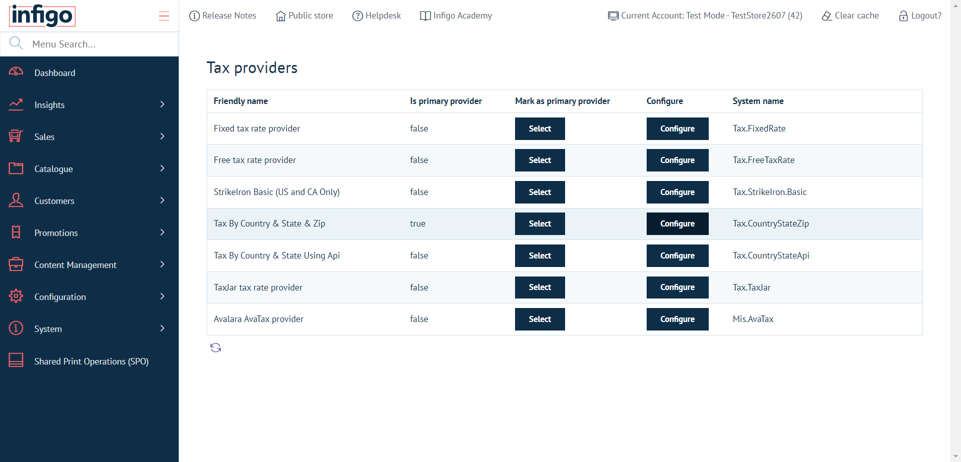 Click on Configure next to your chosen tax provider
