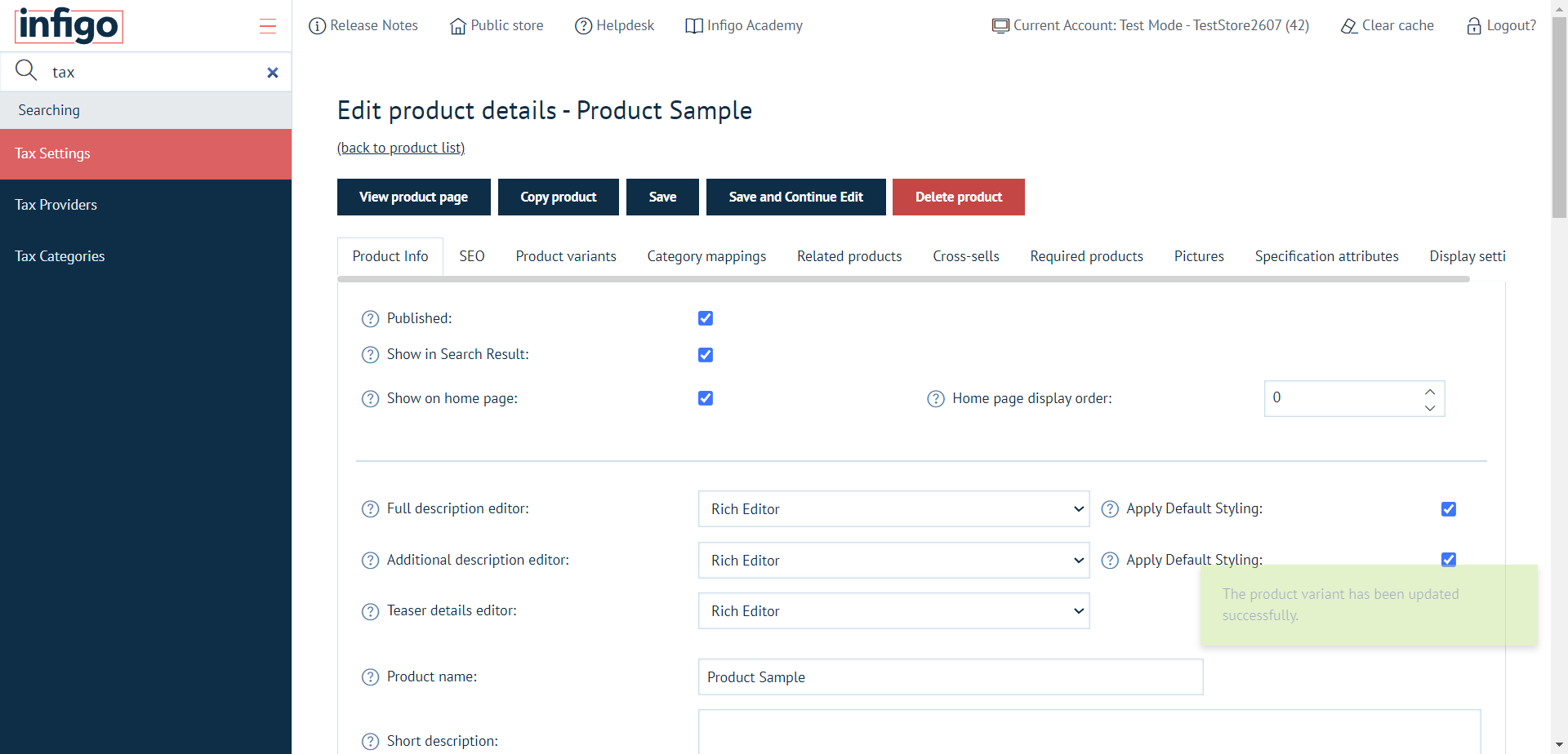 Navigate to Tax Settings