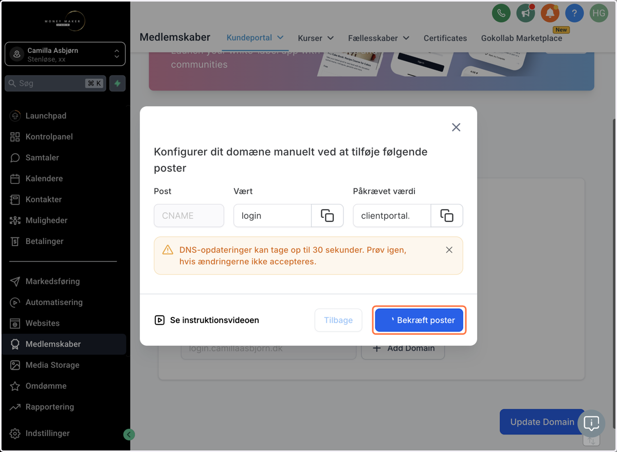 Gå tilbage til MoneyMakerStudio og klik på "Verify/Bekræft poster"