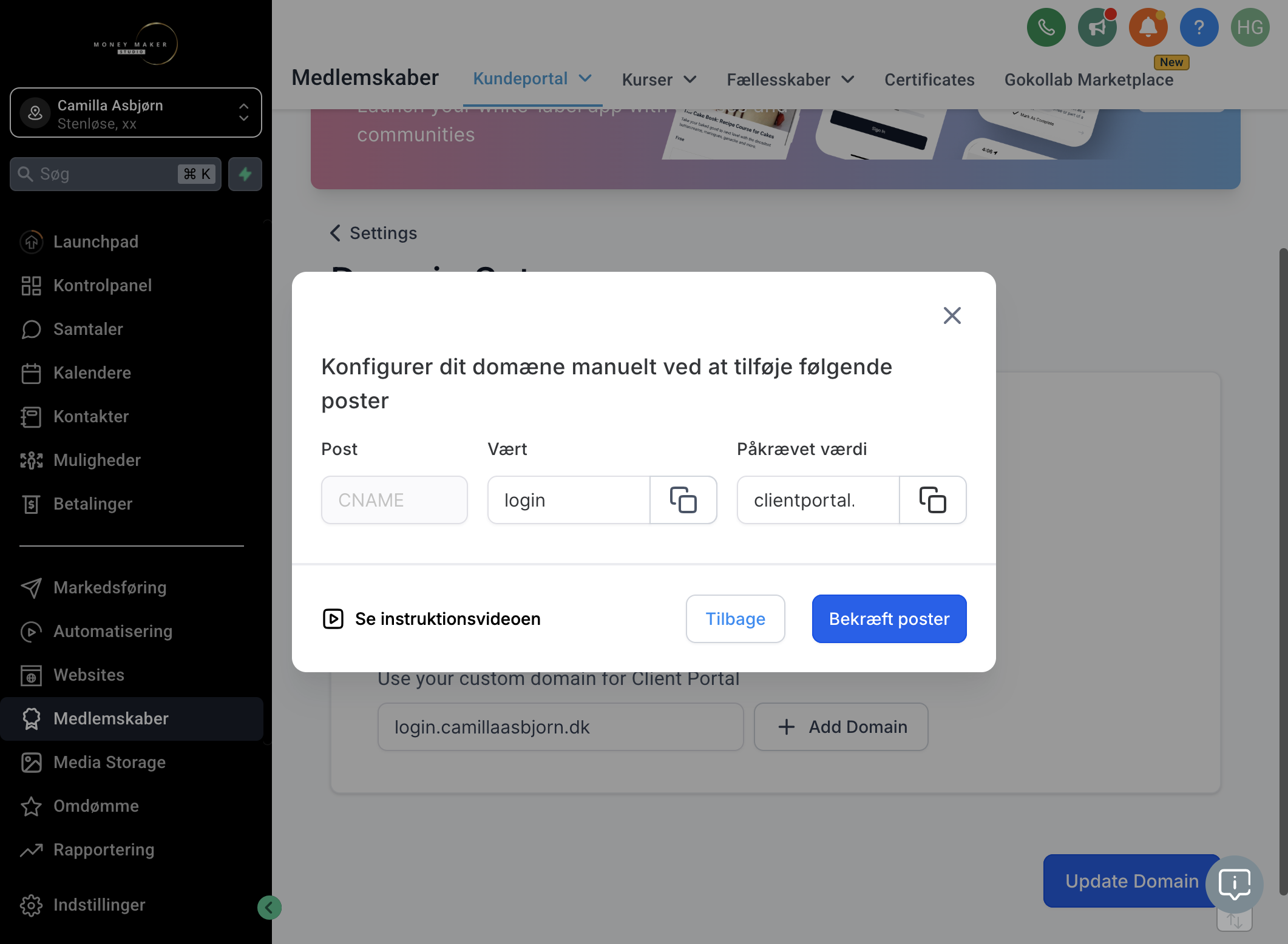 Opret denne CNAME record hos din hostingudbyder