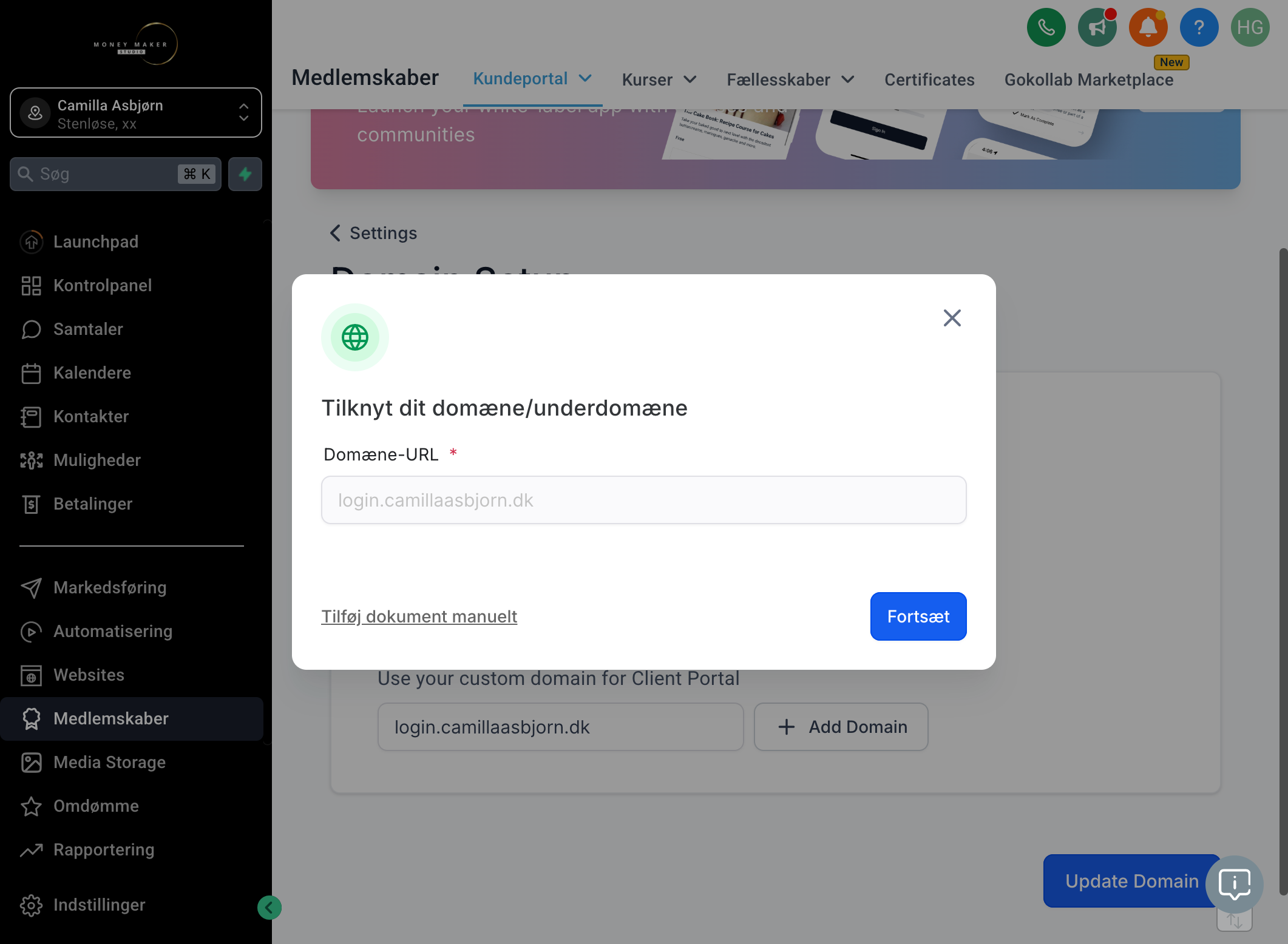 Klik på linket Add record manually/Tilføj dokument manuelt