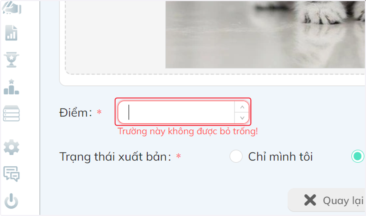 Tại khung "Điểm", nhập điểm