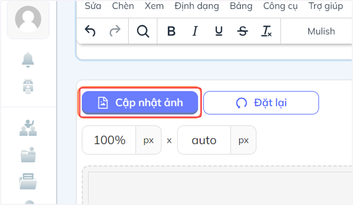 Nhấn chọn "Cập nhật ảnh" để tải ảnh lên