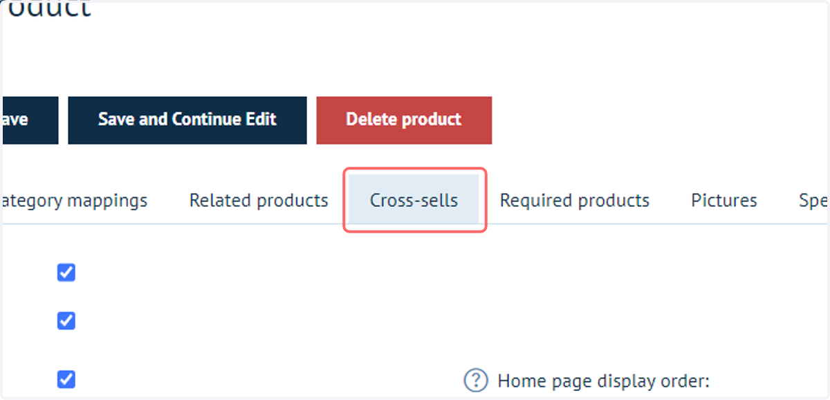 Click on Cross-sells