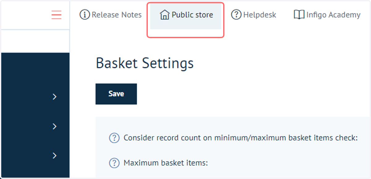 Click on Public store