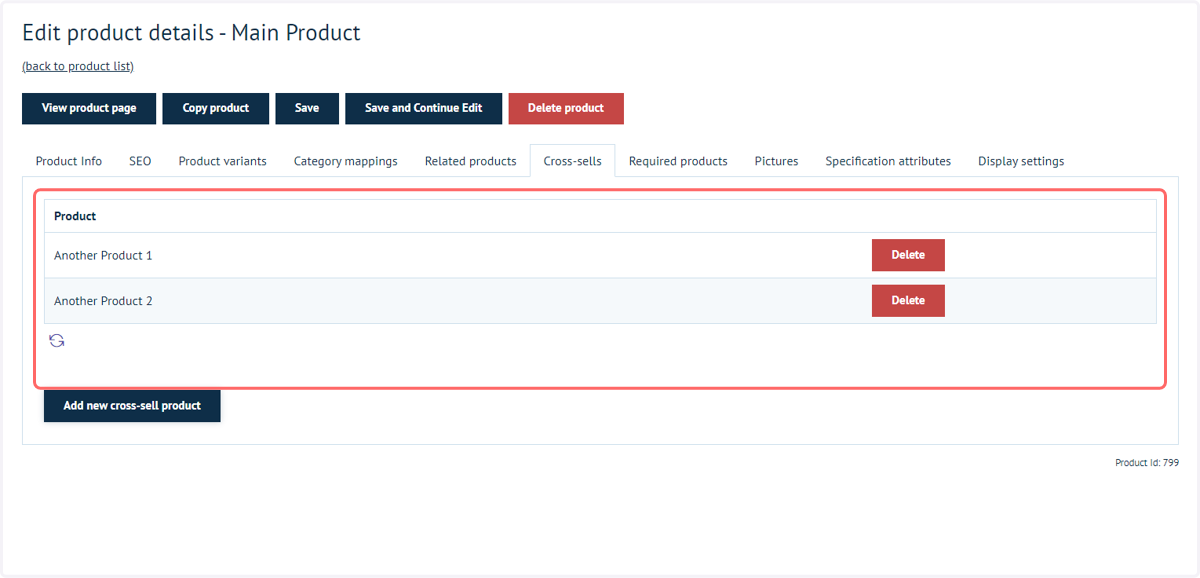 These products will now be displayed in the cross-sell list
