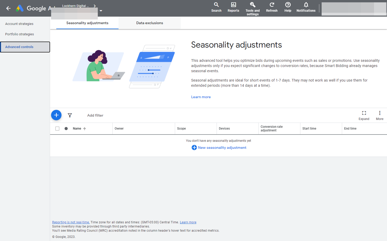 Click on Data exclusions