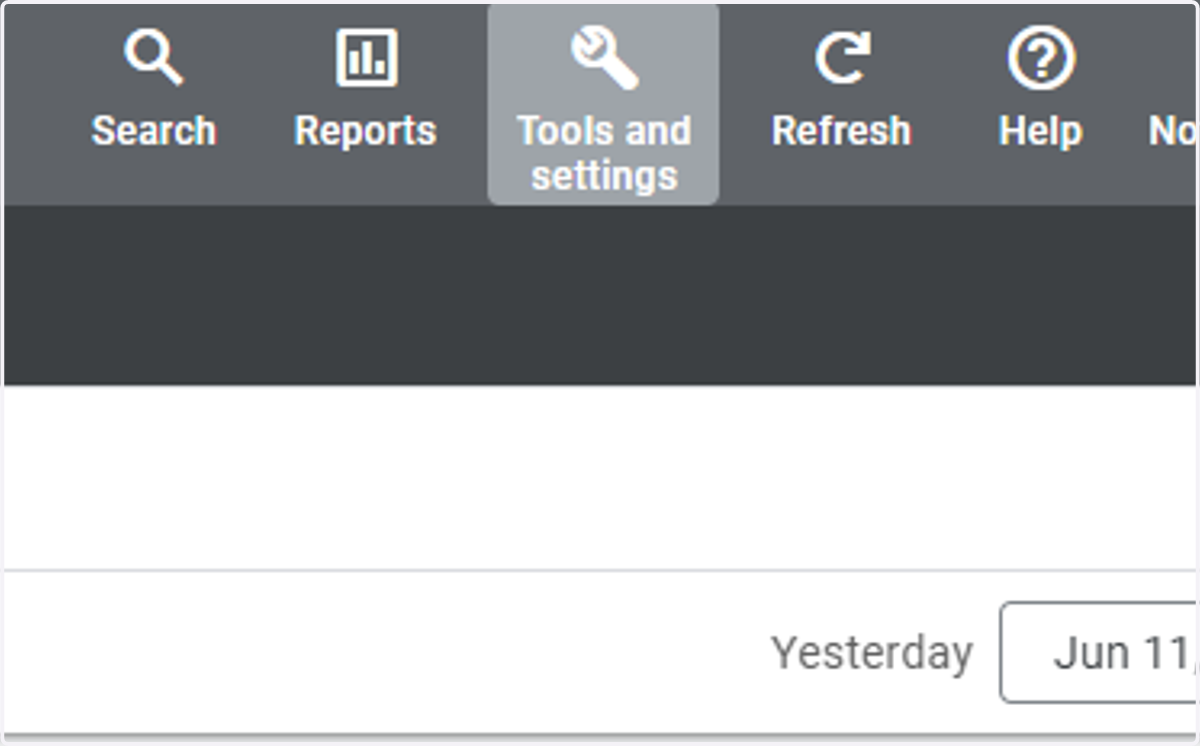 Click on Tools and settings
