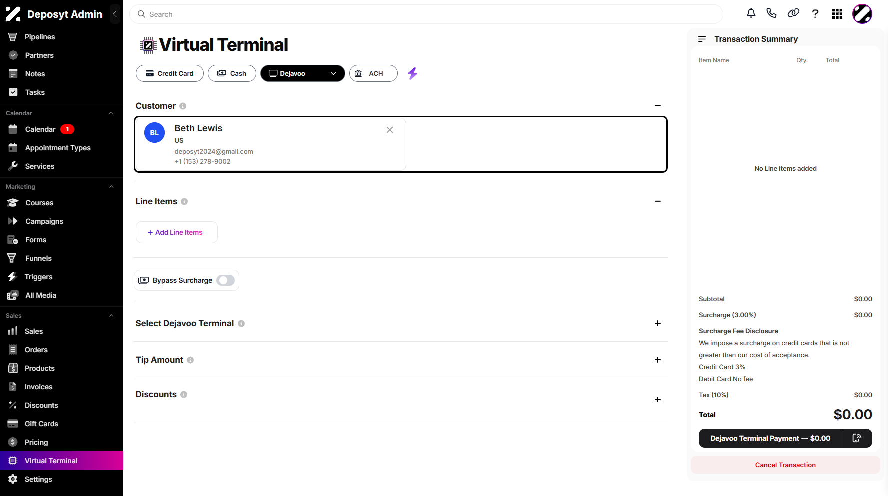 Step 6: In the Customer section, you can either add a customer by selecting an existing one from the dropdown menu or manually create a new one.