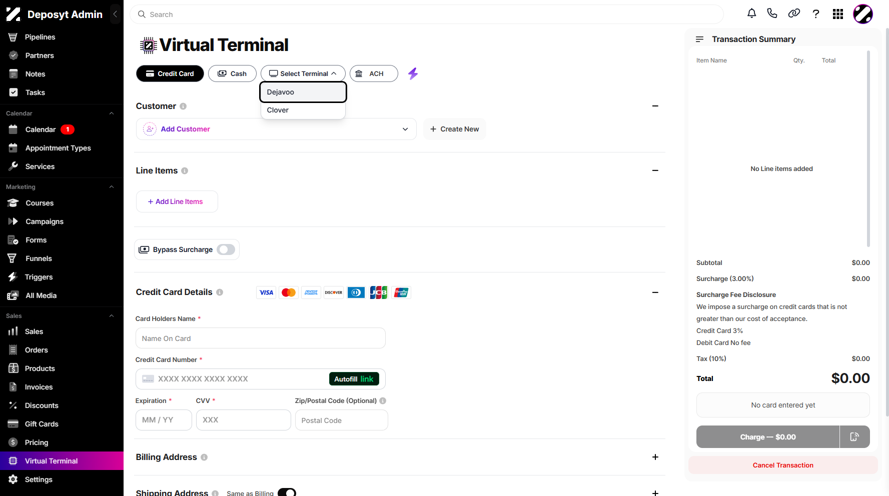 Step 4: Click the Dejavoo option to navigate.