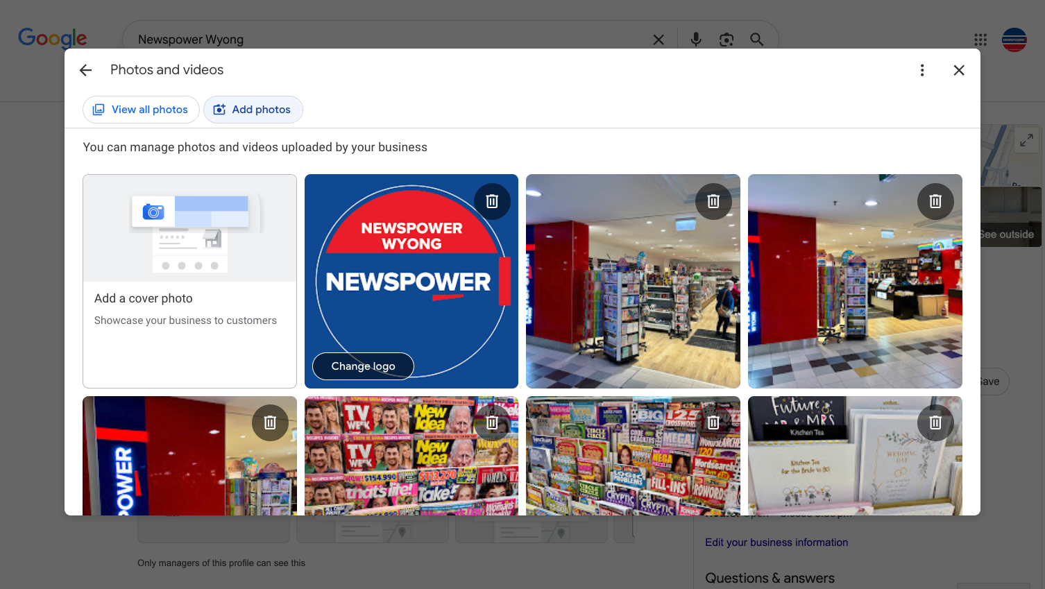 Click on Add photos