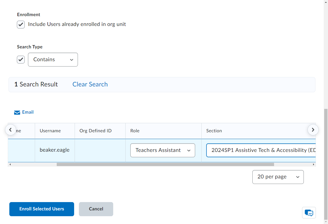 Click on Enroll Selected Users