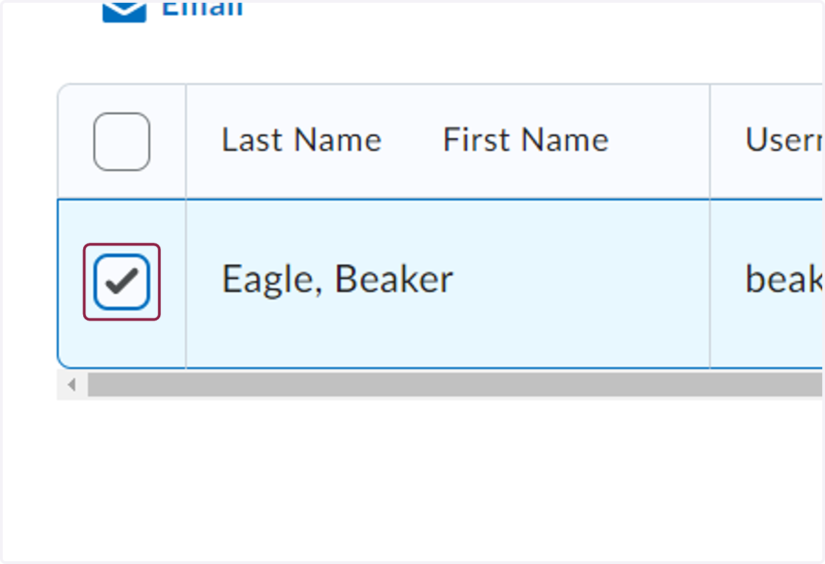 Check the checkbox next to the correct user