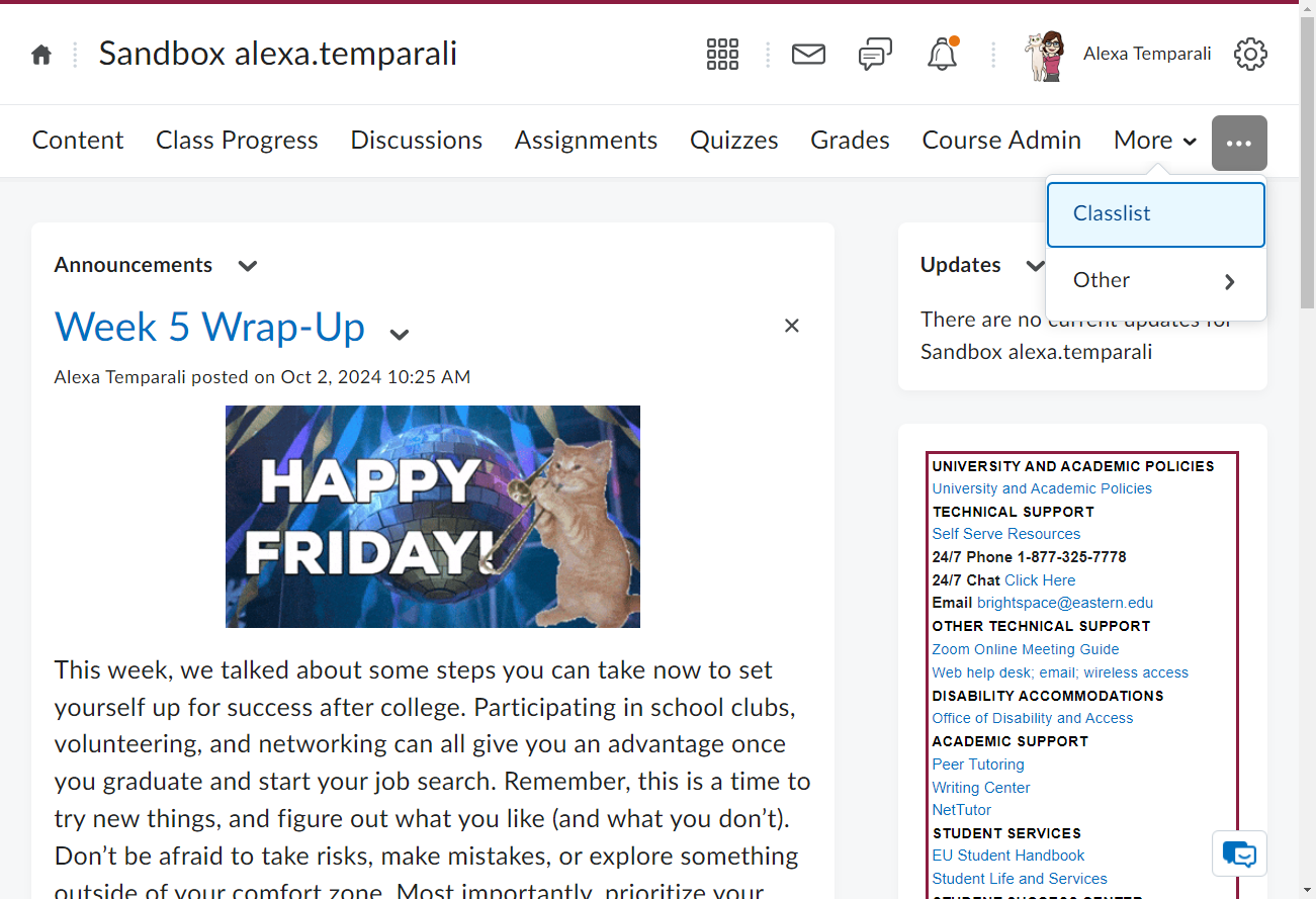 Click on Classlist
