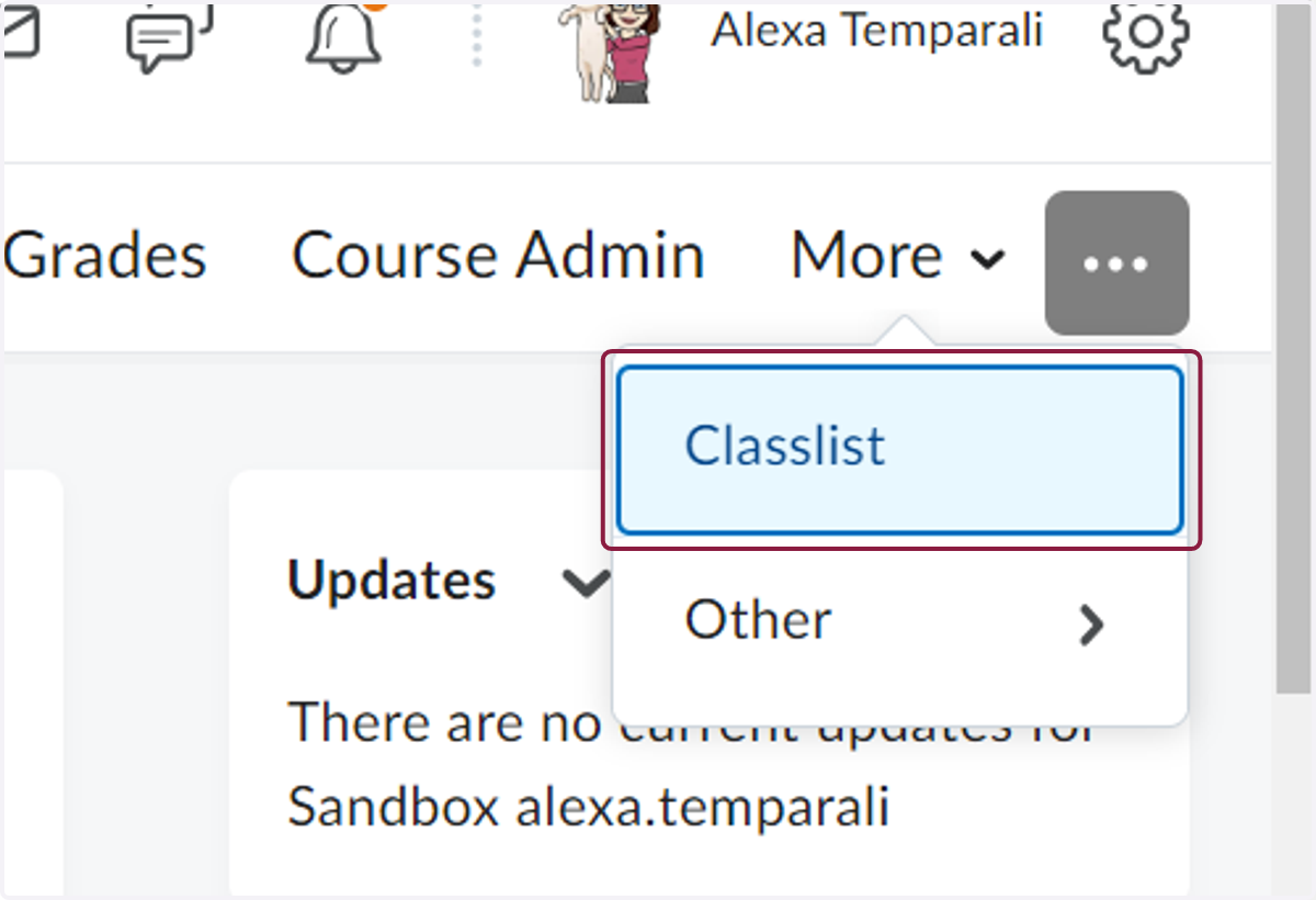 Click on Classlist