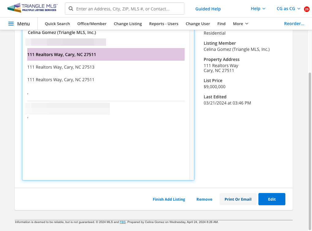 Scroll down to view the options at the bottom. Click on PRINT OR EMAIL.