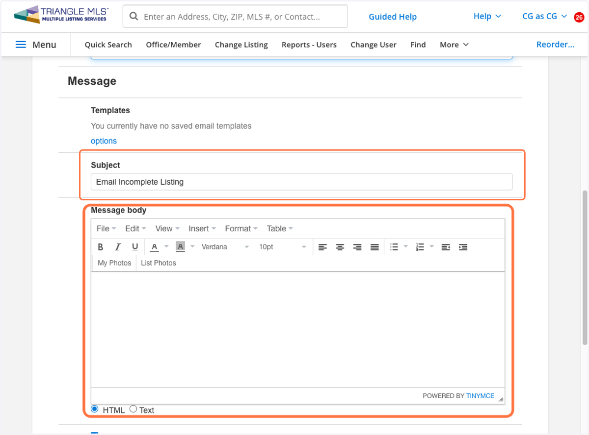 Create your email to your client. Be sure to enter a Subject line and a Message.