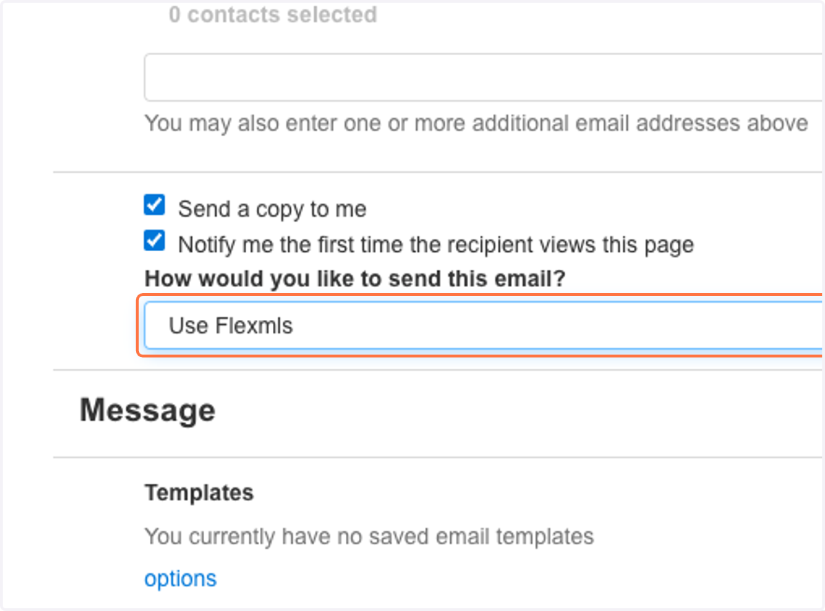 Select USE FLEXMLS for ""How would you like to send this email?"