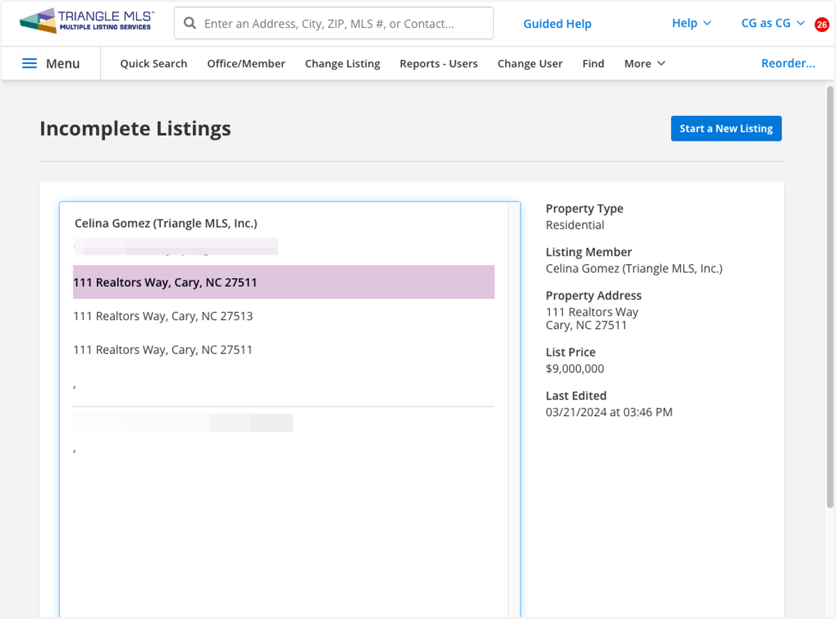 Select the listing you wish to preview;. make sure it is highlighted.