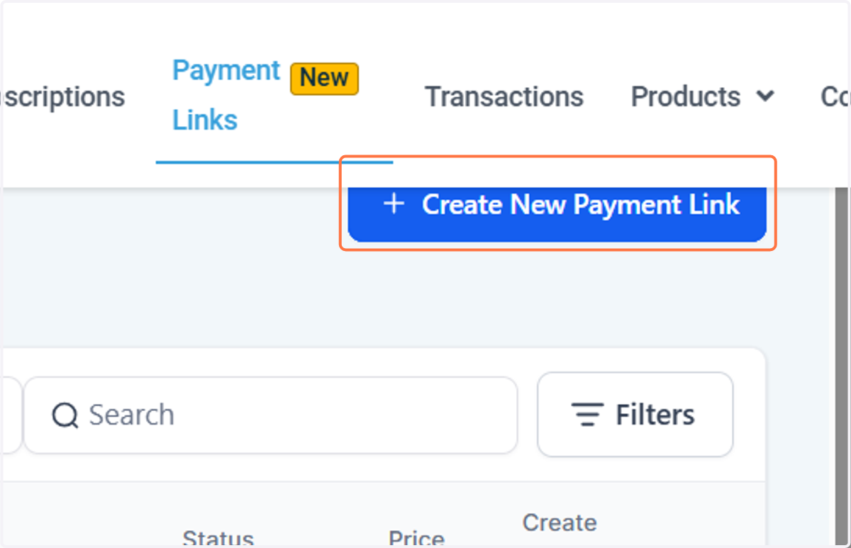 Click on Create New Payment Link