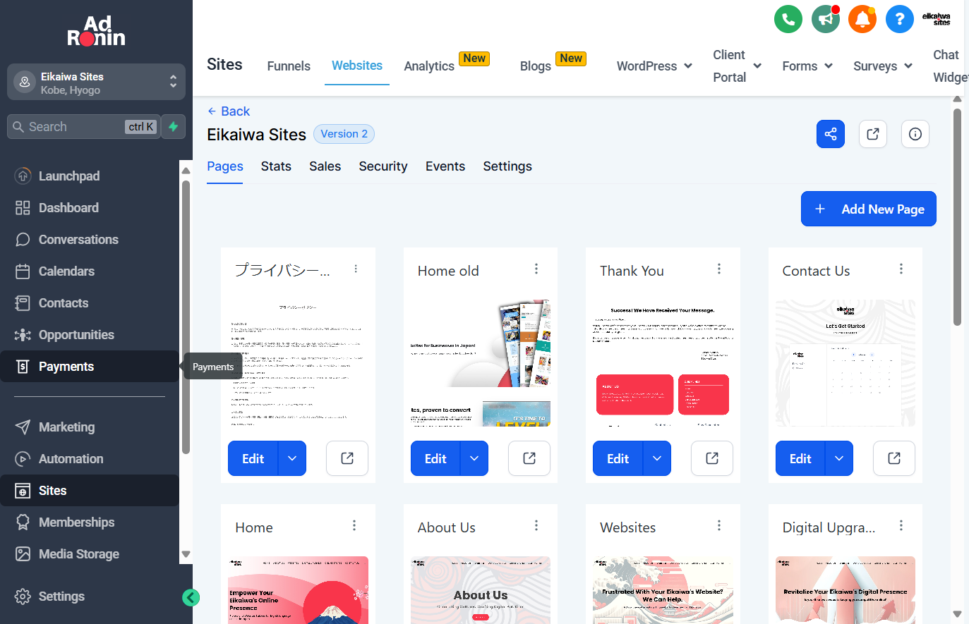 Click on Payments