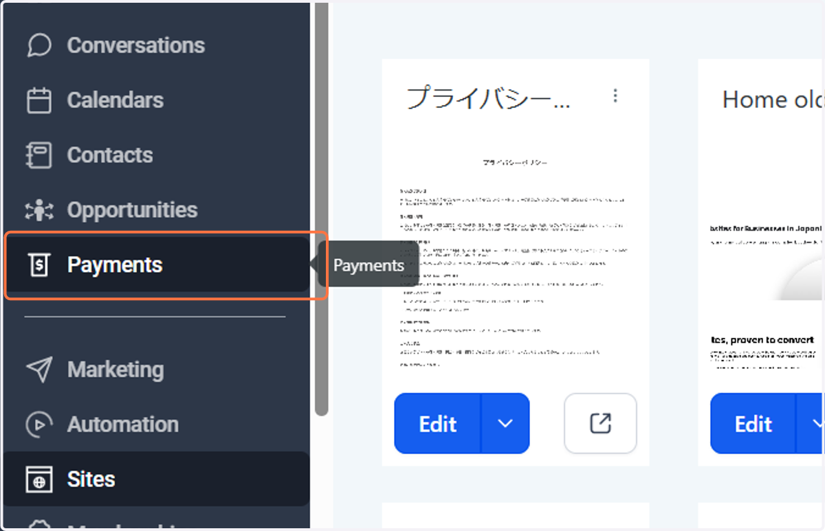 Click on Payments