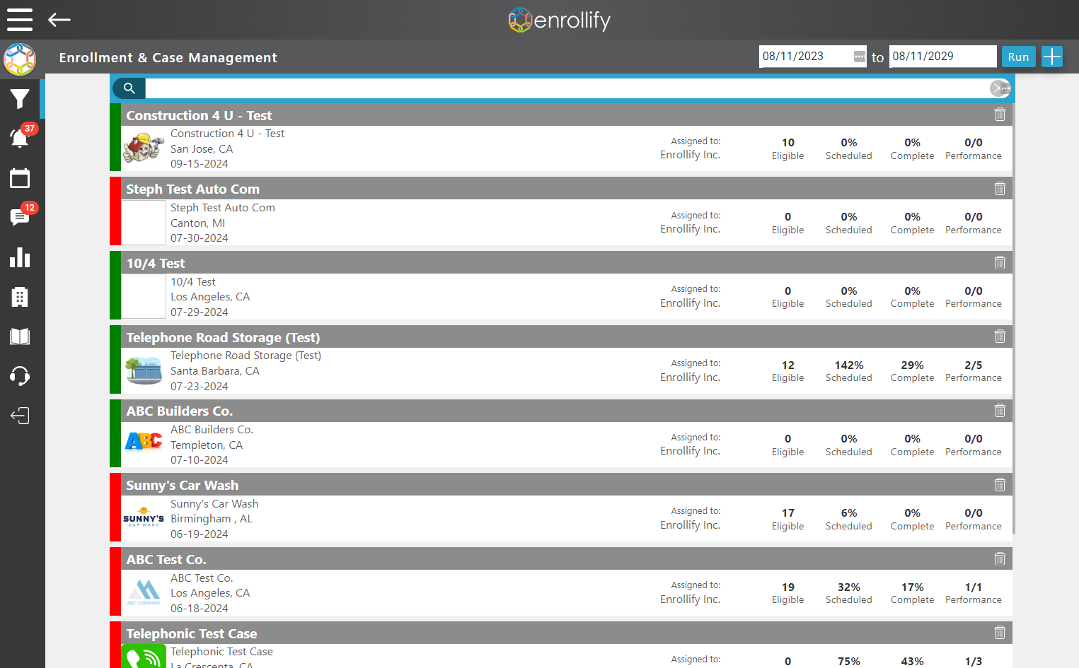To allow outbound calling on a given case, first click into the case from the 'Enrollment/Case Management' tab.
